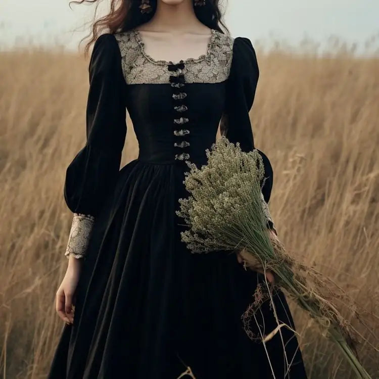 French Hepburn Style Black Retro Vintage Women's Dress