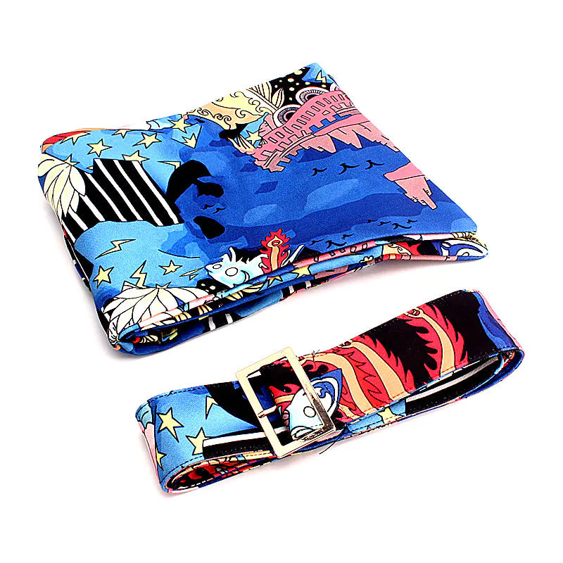 Chinese Style Printed Women's Shirt with Waist Belt