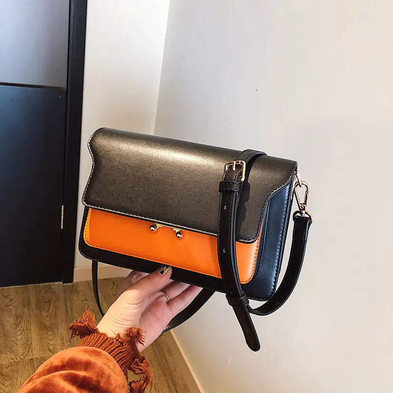 Trendy Korean Style Color Block Chain Shoulder Bag