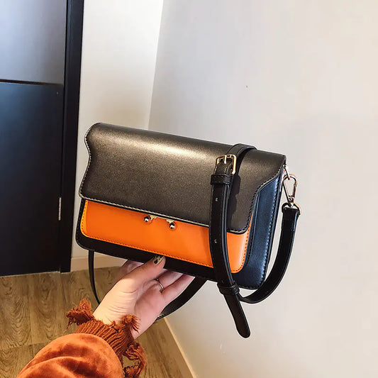 Trendy Korean Style Color Block Chain Shoulder Bag