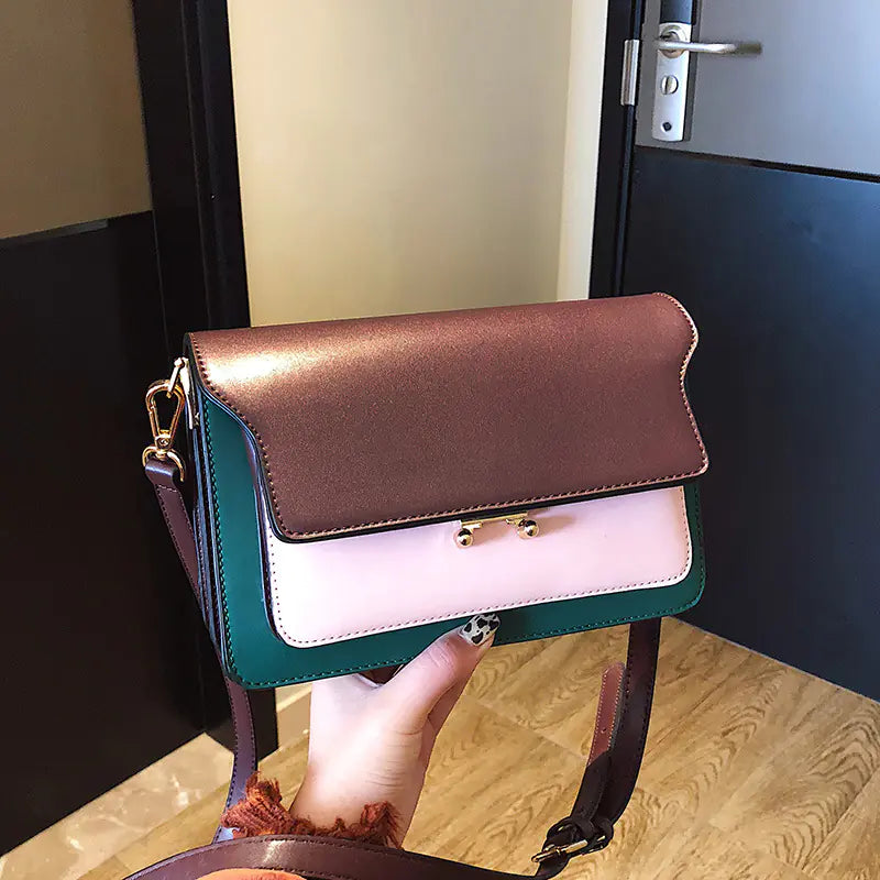 Trendy Korean Style Color Block Chain Shoulder Bag