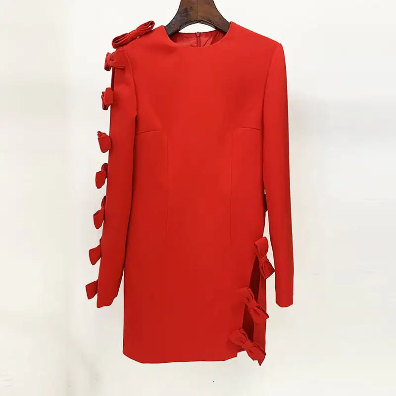 Asymmetric Hollow Bow Dress