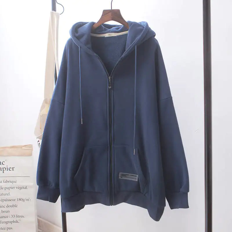 Korean Style Loose Fleece Sweater with Fan Design