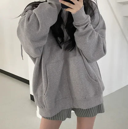Korean Style Loose Fleece Sweater with Fan Design
