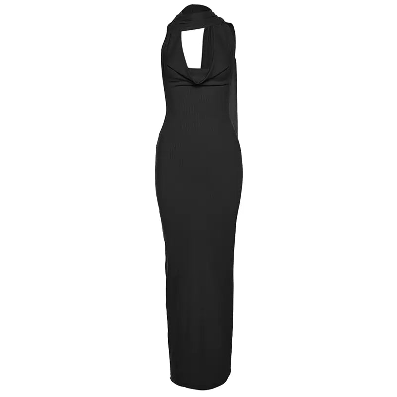 Backless Slim-fit Solid Color Sheath Dress