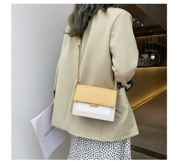 Trendy Korean Style Color Block Chain Shoulder Bag